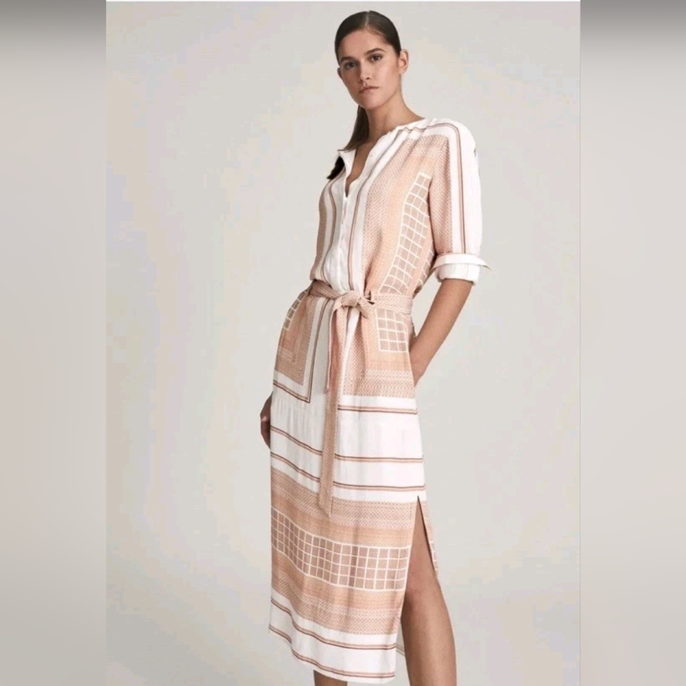 *REISS*  Harper Scarf Print Midi Dress
